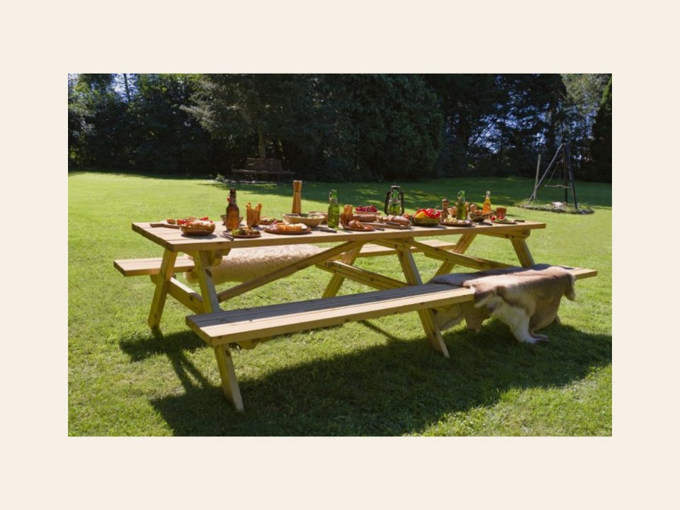 Picknicktafel Superieur 300 cm vuren gedroogd, groen geïmpregneerd