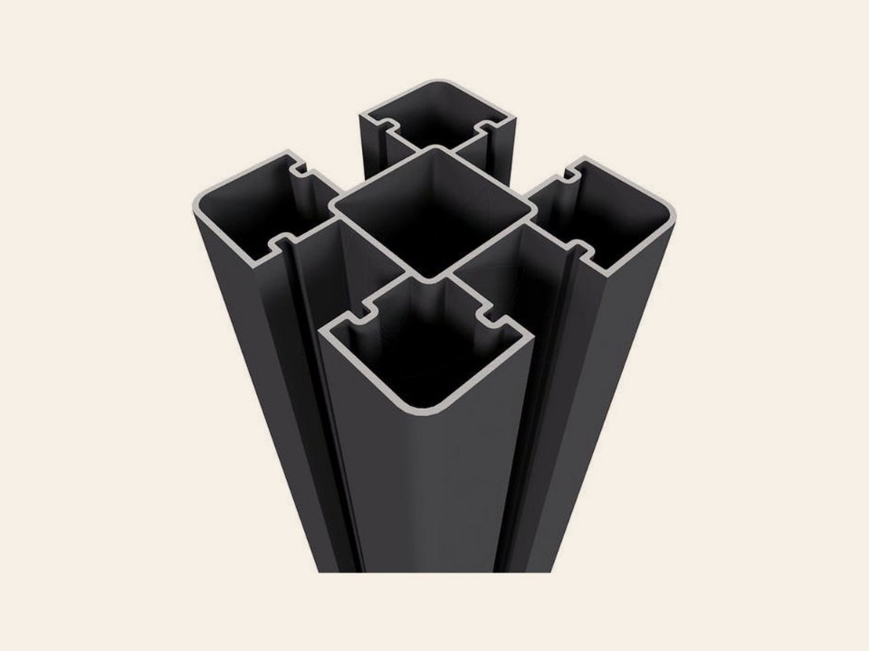 Aluminium sleufpaal, zwart