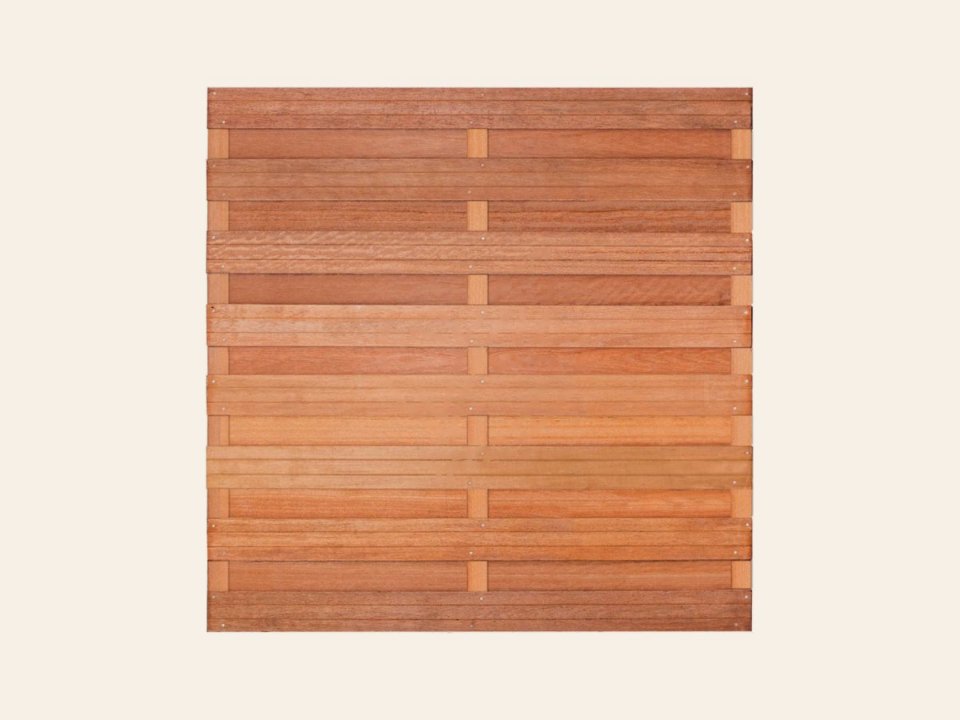 Hardhouten scherm 15-planks 180 × 180 cm horizontaal geschaafd