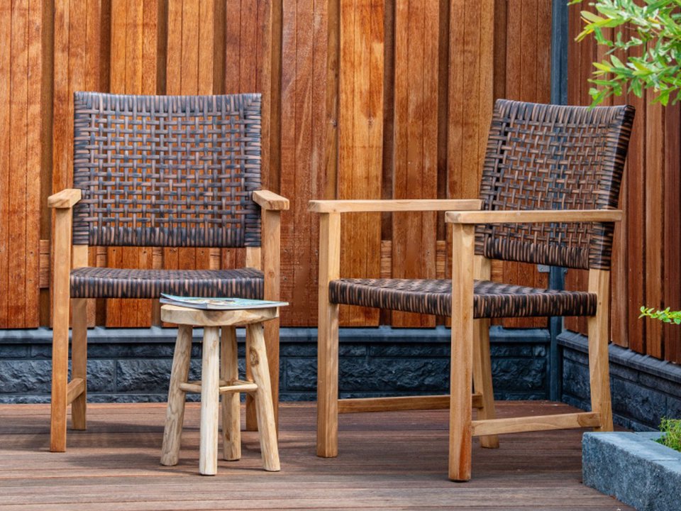 Teak tuinstoel Madiun (set van 2 stoelen)