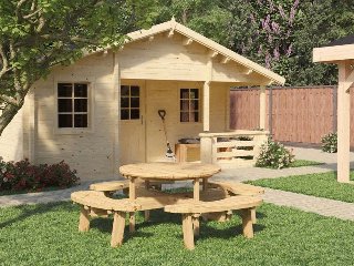 Picknicktafel rond Classic, vuren gedroogd, groen geïmpregneerd