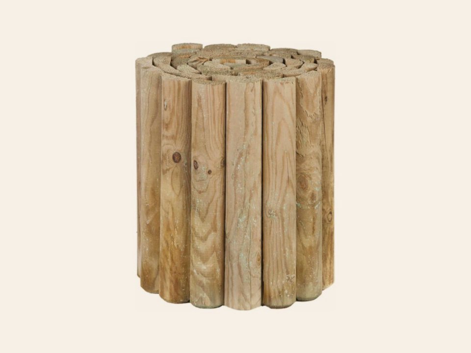 Rolborder Ø 5 x diverse hoogtes x 250 cm – groen geïmpregneerd