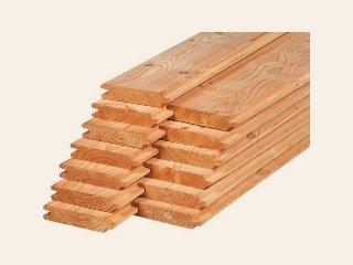 Stapelset blokhutprofiel voor betonpaal met sleuf